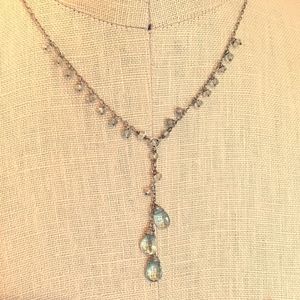 genuine Aquamarine "Y" necklace / earring set